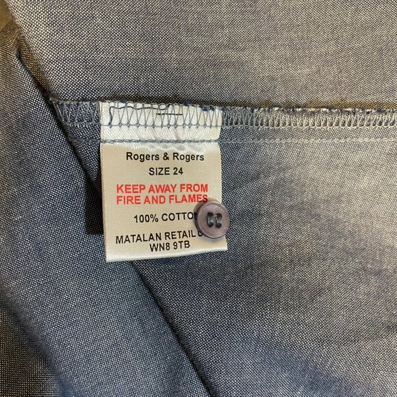 NWT rogers + ROGERS Blue 100% Cotton Pintuck Front Tab Sleeve Tunic Size 24 - Picture 7 of 8